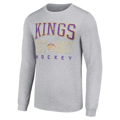 Los Angeles Kings Starter Retro Graphic Long Sleeve Crew T-Shirt Heather Gray