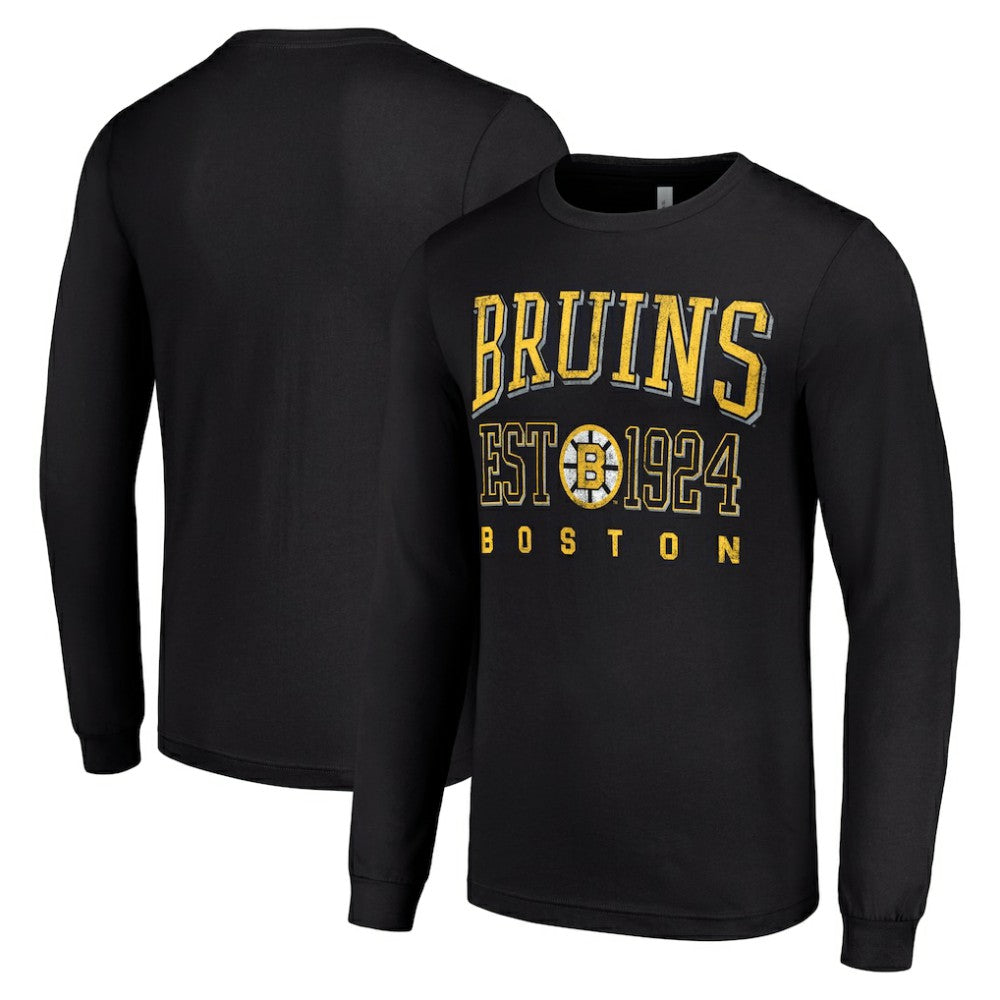 Boston Bruins Starter Retro Graphic Long Sleeve Crew T-Shirt Black