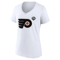 Philadelphia Flyers Fanatics Women's 2024 NHL Stadium Series Logo V-Neck T-shirt White