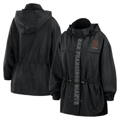 San Francisco Giants WEAR by Erin Andrews Women's Full-Zip Windbreaker Hoodie Jacket Black