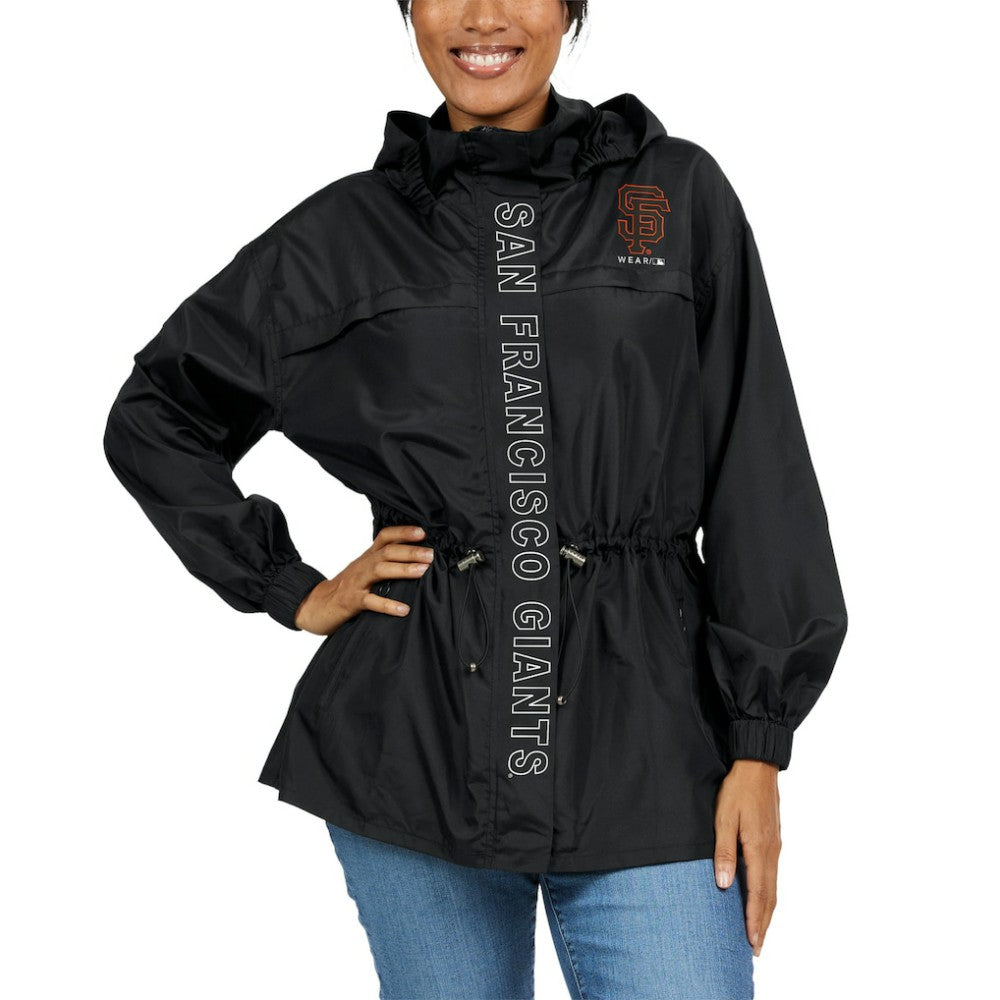 San Francisco Giants WEAR by Erin Andrews Women's Full-Zip Windbreaker Hoodie Jacket Black
