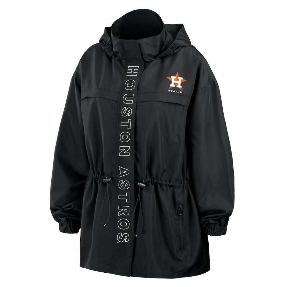 Houston Astros WEAR by Erin Andrews Women's Full-Zip Windbreaker Hoodie Jacket Black