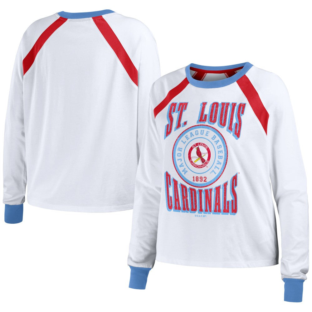St. Louis Cardinals WEAR by Erin Andrews Women's Raglan Long Sleeve T-Shirt White