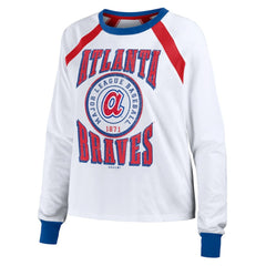 Atlanta Braves WEAR by Erin Andrews Women's Raglan Long Sleeve T-Shirt White