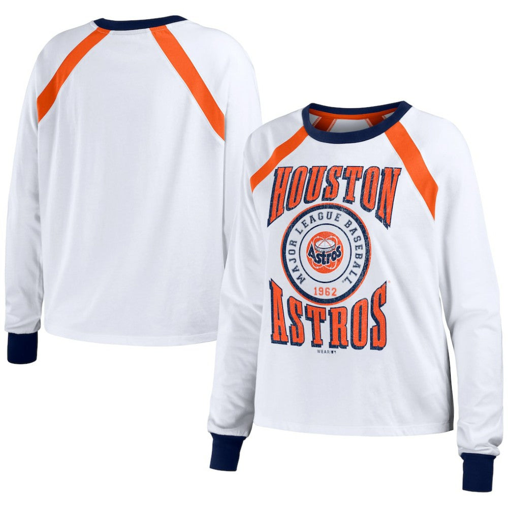 Houston Astros WEAR by Erin Andrews Women's Raglan Long Sleeve T-Shirt White