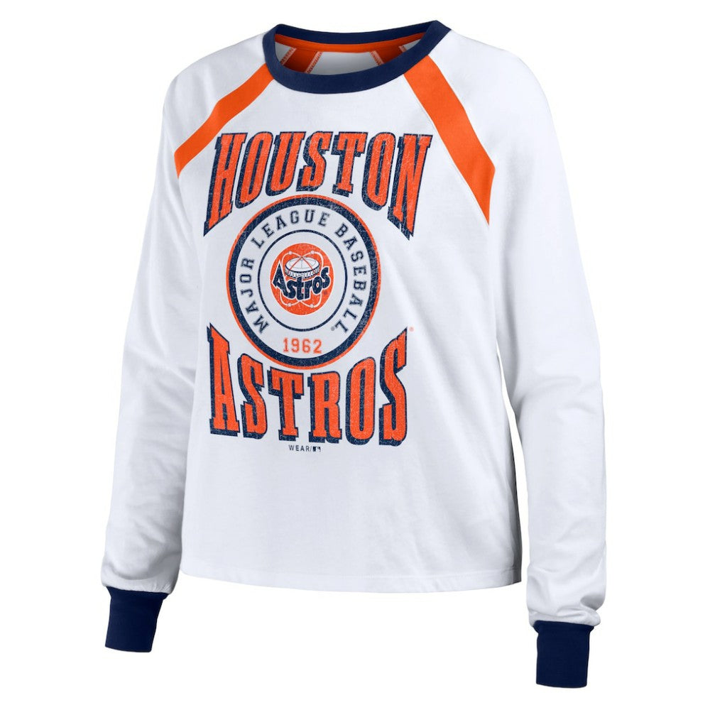 Houston Astros WEAR by Erin Andrews Women's Raglan Long Sleeve T-Shirt White