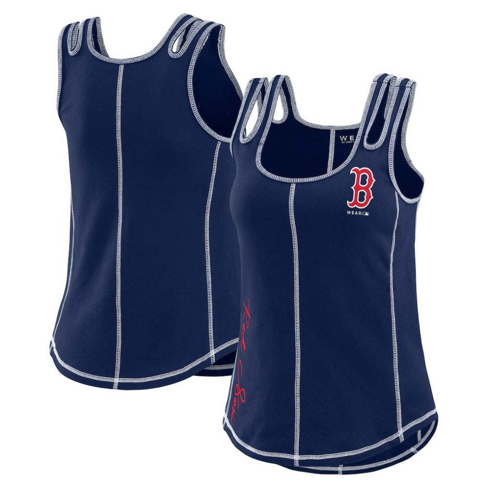 Boston Red Sox WEAR by Erin Andrews Women's Contrast Stitch Tank Top Navy