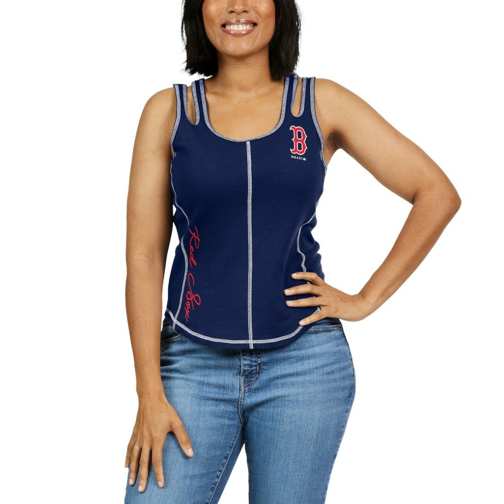Boston Red Sox WEAR by Erin Andrews Women's Contrast Stitch Tank Top Navy