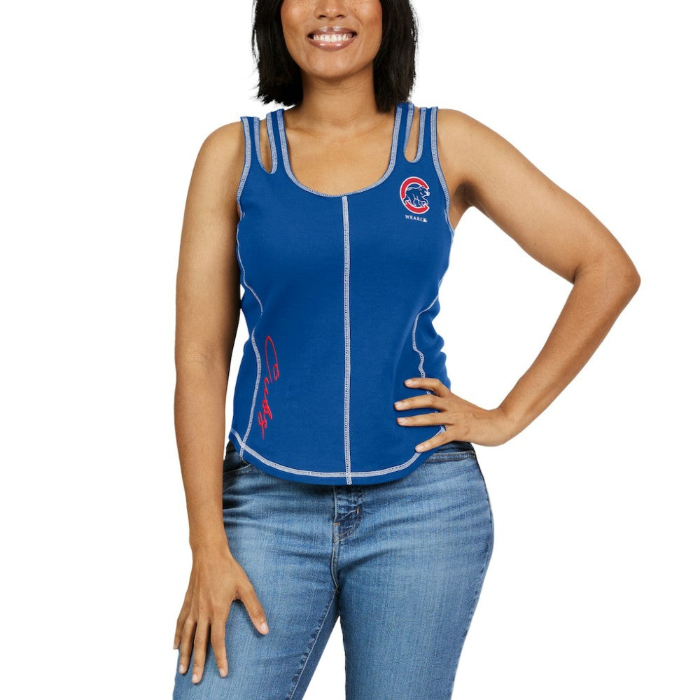 Chicago Cubs WEAR by Erin Andrews Women's Contrast Stitch Tank Top Royal