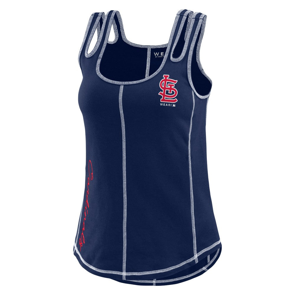 St. Louis Cardinals WEAR by Erin Andrews Women's Contrast Stitch Tank Top Navy