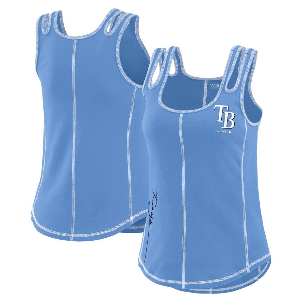 Tampa Bay Rays WEAR by Erin Andrews Women's Contrast Stitch Tank Top Light Blue