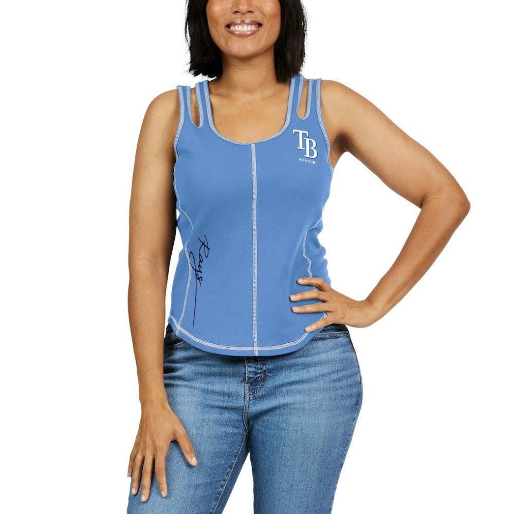 Tampa Bay Rays WEAR by Erin Andrews Women's Contrast Stitch Tank Top Light Blue