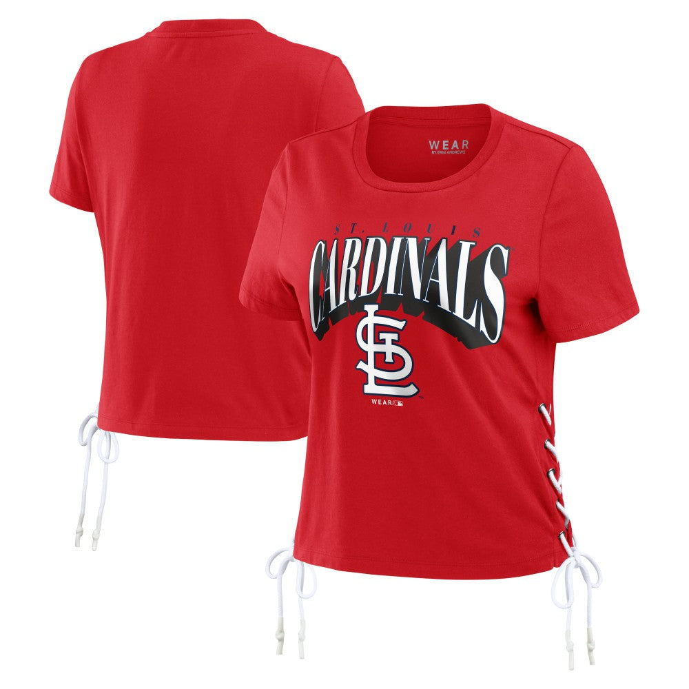 St. Louis Cardinals WEAR by Erin Andrews Women's Side Lace-Up Cropped T-Shirt Red