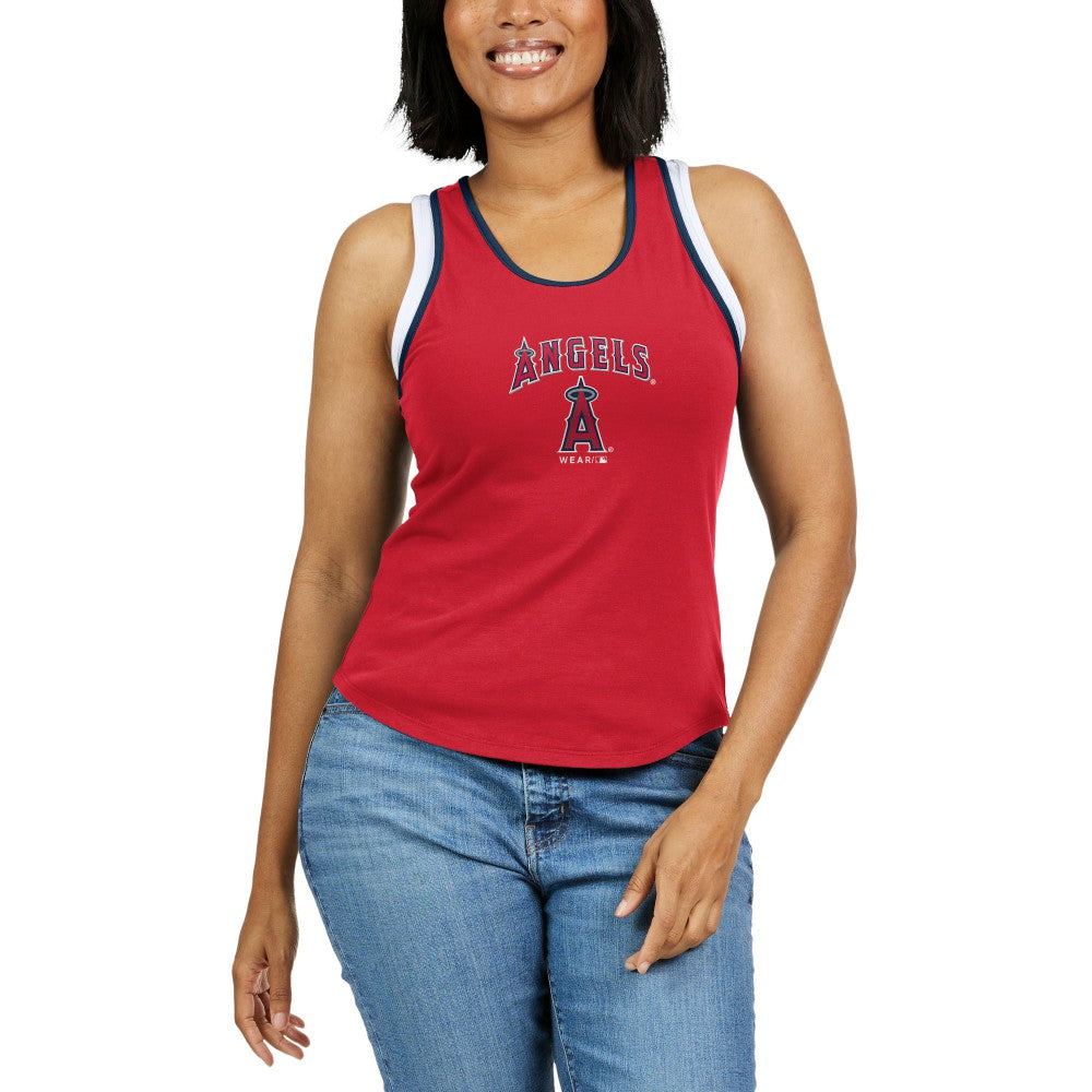 Los Angeles Angels WEAR by Erin Andrews Women's Colorblock Racerback Tank Top Red
