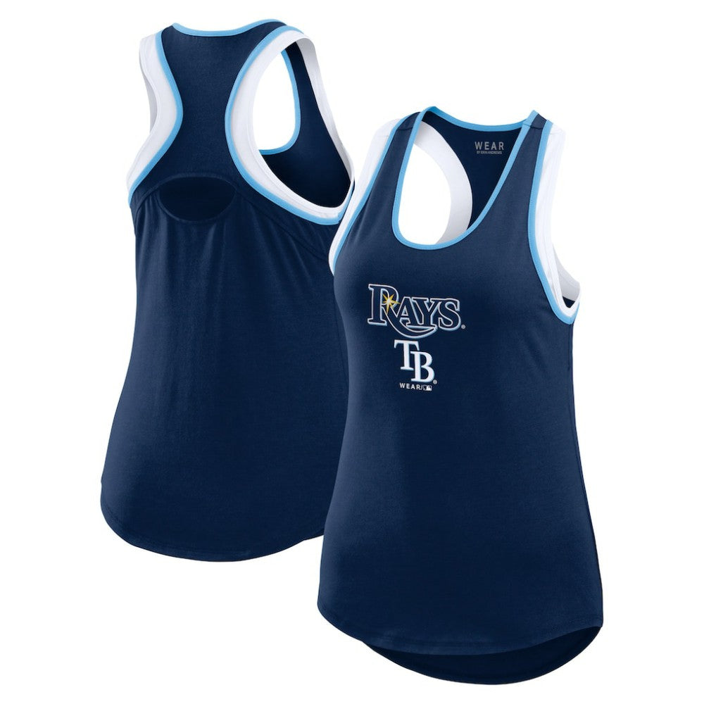 Tampa Bay Rays WEAR by Erin Andrews Women's Colorblock Racerback Tank Top Navy