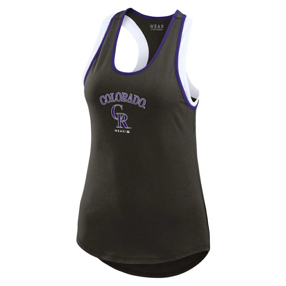 Colorado Rockies WEAR by Erin Andrews Women's Colorblock Racerback Tank Top Black