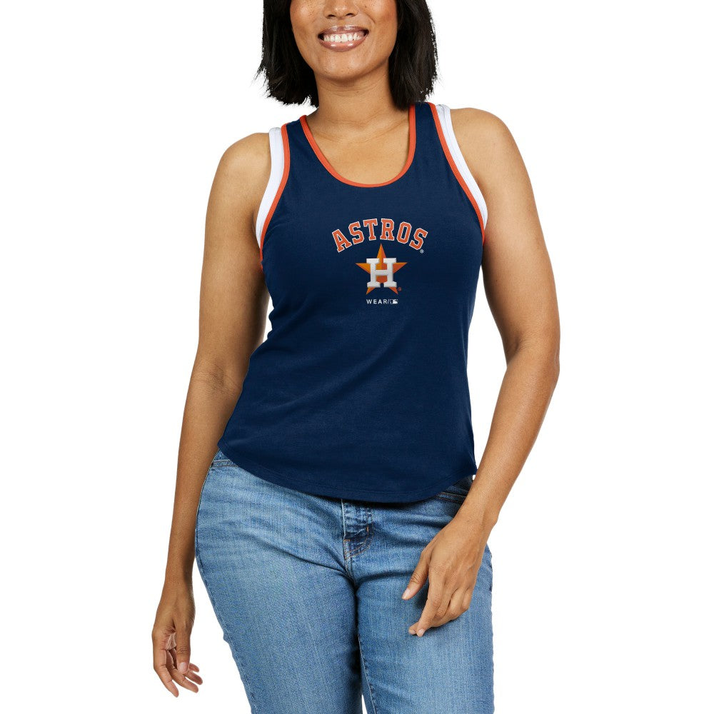 Houston Astros WEAR by Erin Andrews Women's Colorblock Racerback Tank Top Navy