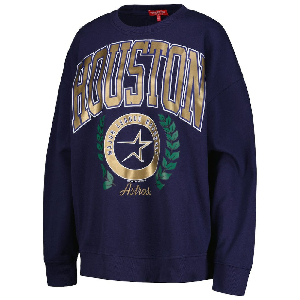 Houston Astros Women's Cooperstown Collection Logo Pullover Sweatshirt Navy | Mitchell & Ness