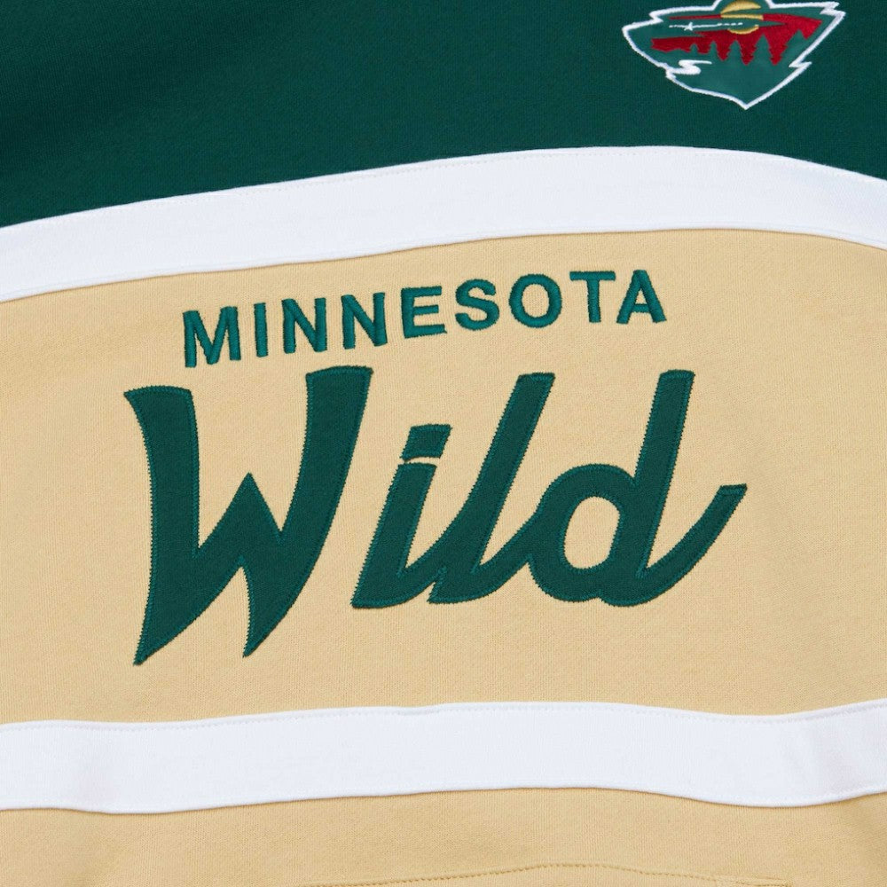 Minnesota Wild Mitchell & Ness Head Coach Pullover Hoodie Cream/Green