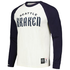 Seattle Kraken Mitchell & Ness Legendary Slub Vintage Raglan Long Sleeve T-Shirt Cream