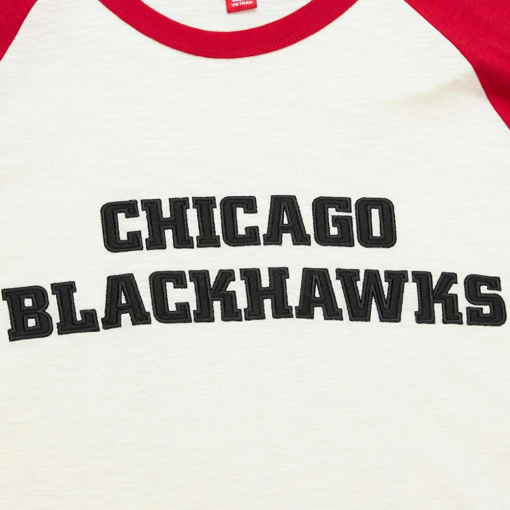 Chicago Blackhawks Mitchell & Ness Legendary Slub Vintage Raglan Long Sleeve T-Shirt Cream