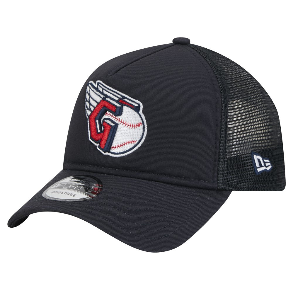 Cleveland Guardians 9FORTY A-Frame Trucker Adjustable Hat Navy | New Era