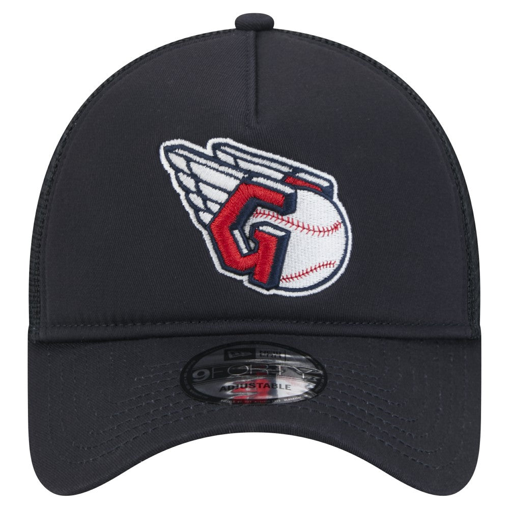 Cleveland Guardians 9FORTY A-Frame Trucker Adjustable Hat Navy | New Era