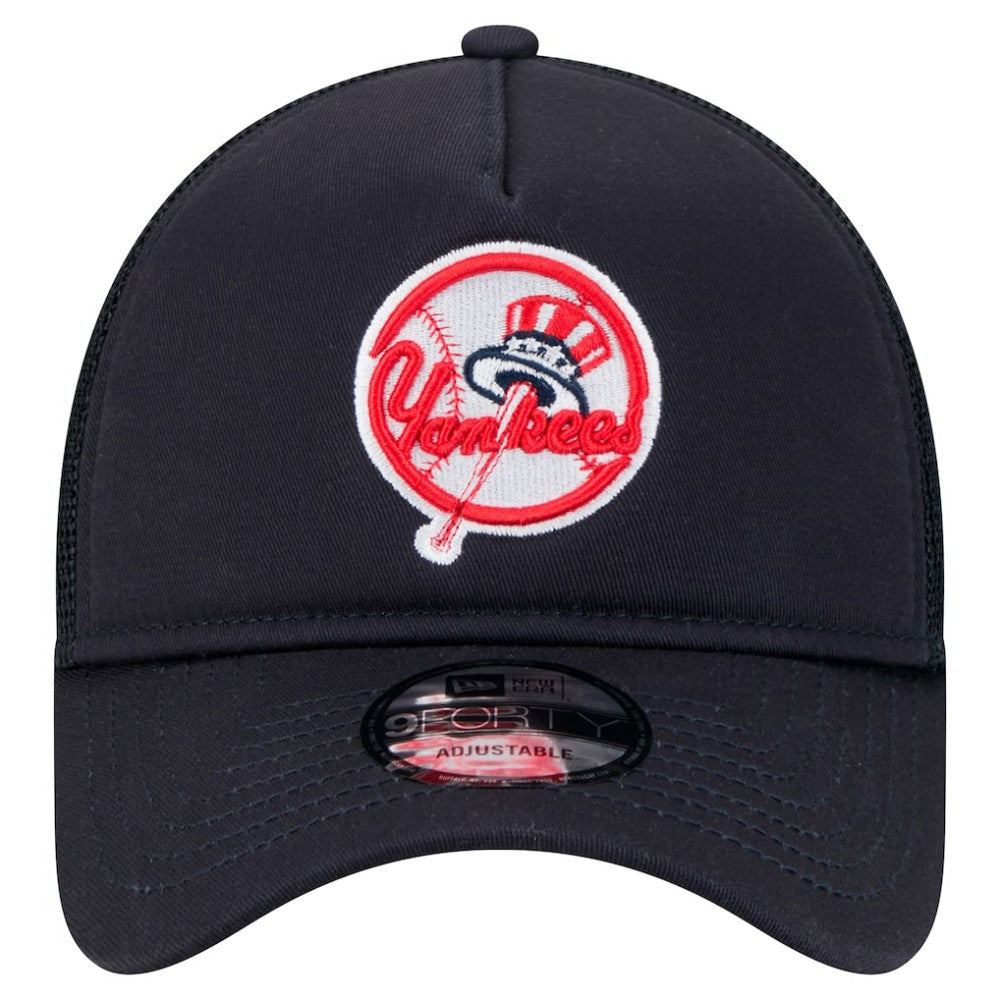 New York Yankees 9FORTY A-Frame Trucker Adjustable Hat Navy | New Era