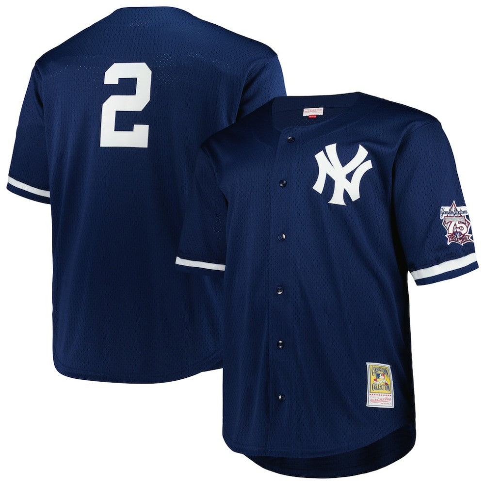 Derek Jeter New York Yankees Big & Tall Cooperstown Mesh Batting Practice Jersey Navy | Mitchell & Ness