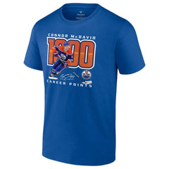 Connor McDavid Edmonton Oilers 1,000 Career Points T-Shirt Royal