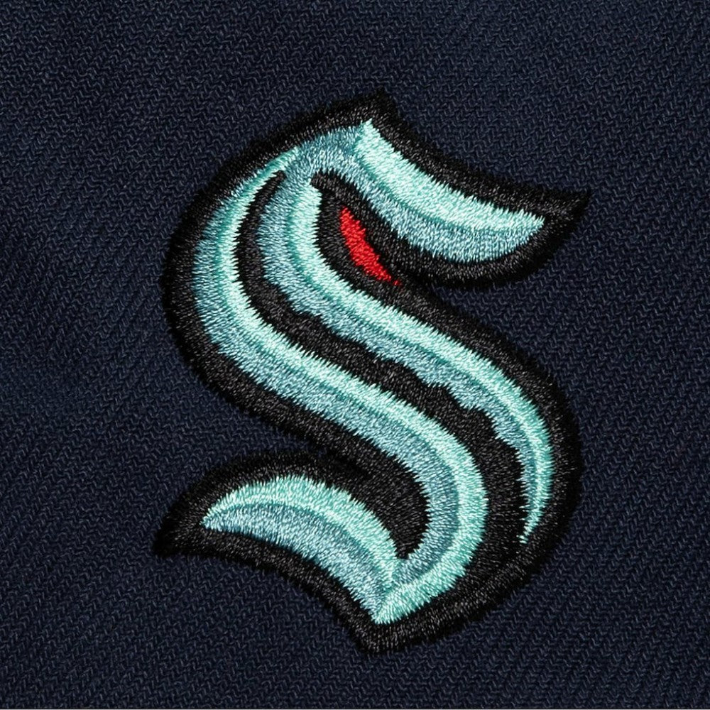 Seattle Kraken Mitchell & Ness Retro Script Colorblock Snapback Hat Deep Sea Blue