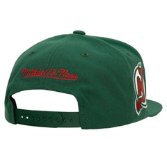 New Jersey Devils Mitchell & Ness Retro Script Colorblock Snapback Hat Green