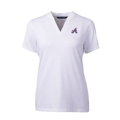 Atlanta Braves Cutter & Buck Women's City Connect DryTec Forge Stretch V-Neck Blade Top White