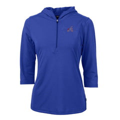 Atlanta Braves Cutter & Buck Women's City Connect Virtue Eco Pique Half-Zip 3/4 Sleeve Pullover Hoodie Blue
