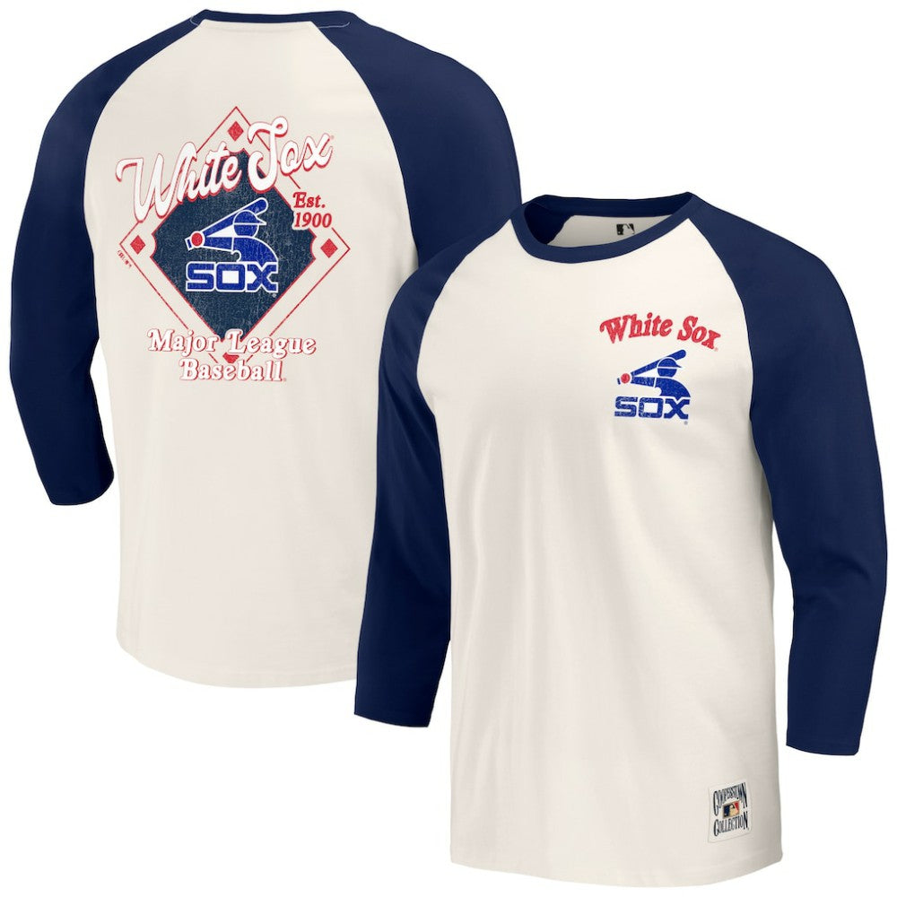 Chicago White Sox Darius Rucker Collection Cooperstown Collection Raglan 3/4-Sleeve T-Shirt Navy/White