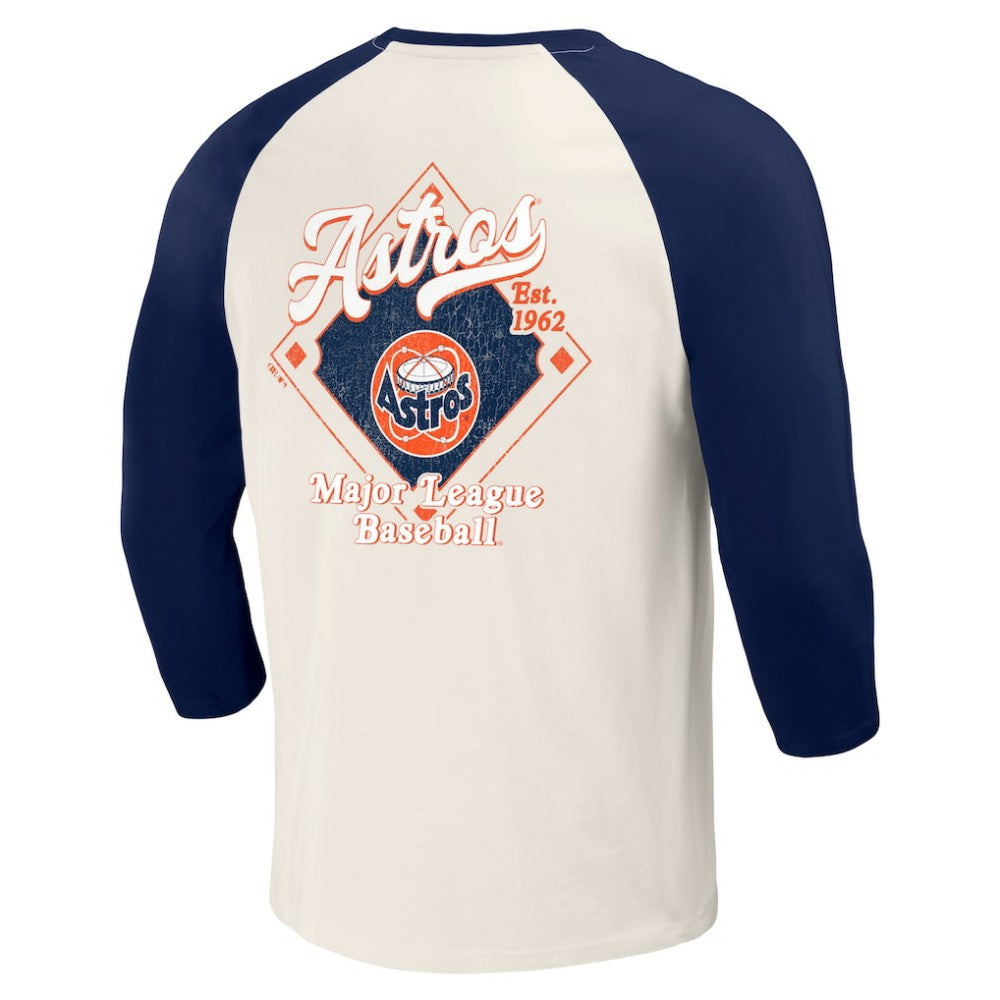 Houston Astros Darius Rucker Collection Cooperstown Collection Raglan 3/4-Sleeve T-Shirt Navy/White
