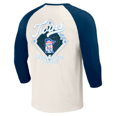 Minnesota Twins Darius Rucker Collection Cooperstown Collection Raglan 3/4-Sleeve T-Shirt Navy/White