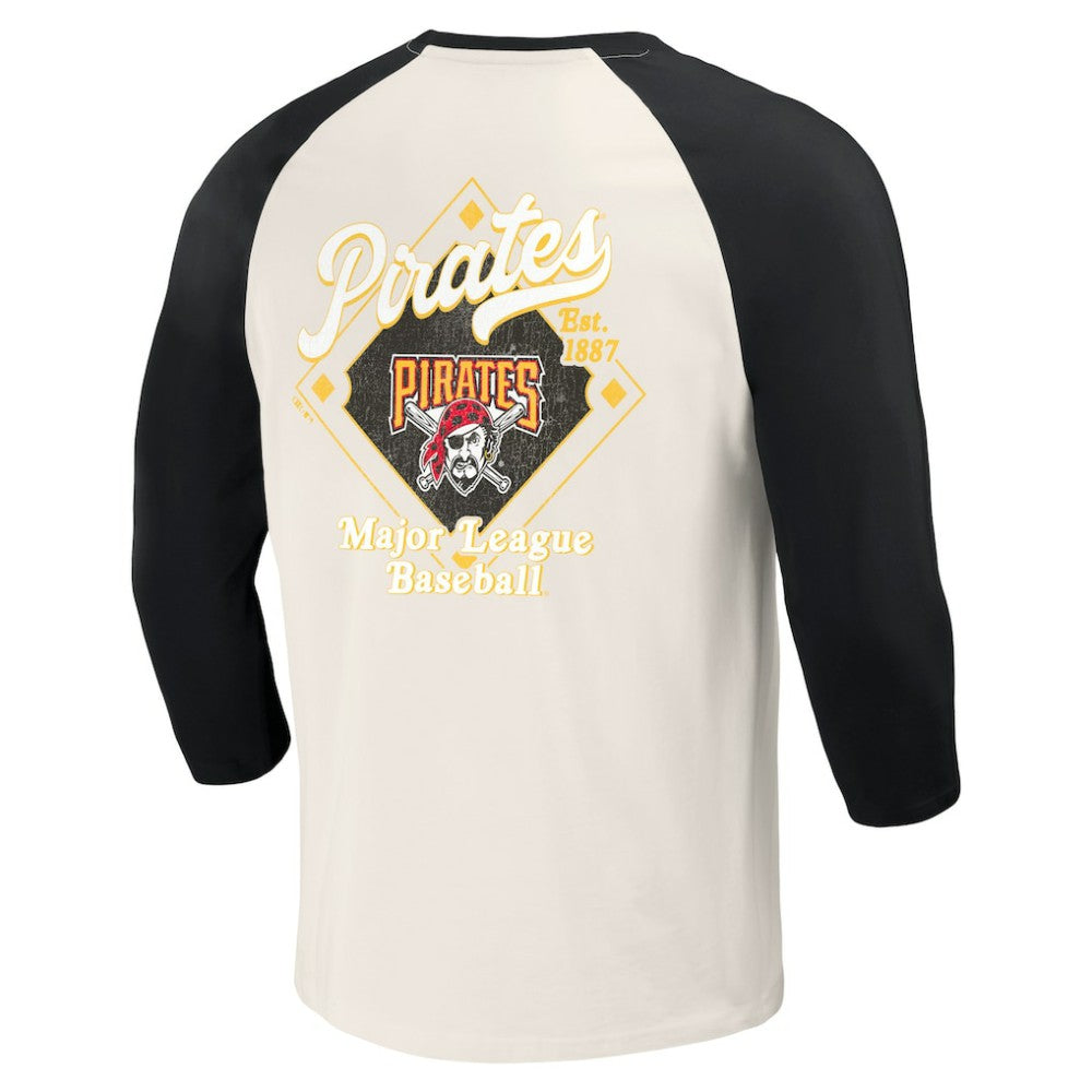 Pittsburgh Pirates Darius Rucker Collection Cooperstown Collection Raglan 3/4-Sleeve T-Shirt Black/White