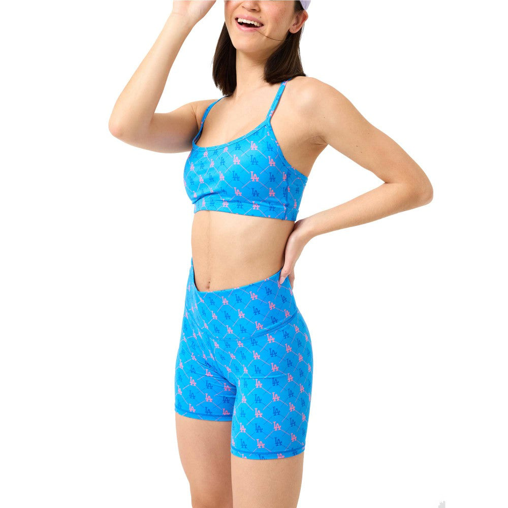 Los Angeles Dodgers Terez Women's TLC Printed High-Waisted Bike Shorts Blue