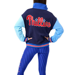 Philadelphia Phillies Terez Women's Classic Colorblock Quarter-Zip Sweatshirt Navy/Blue