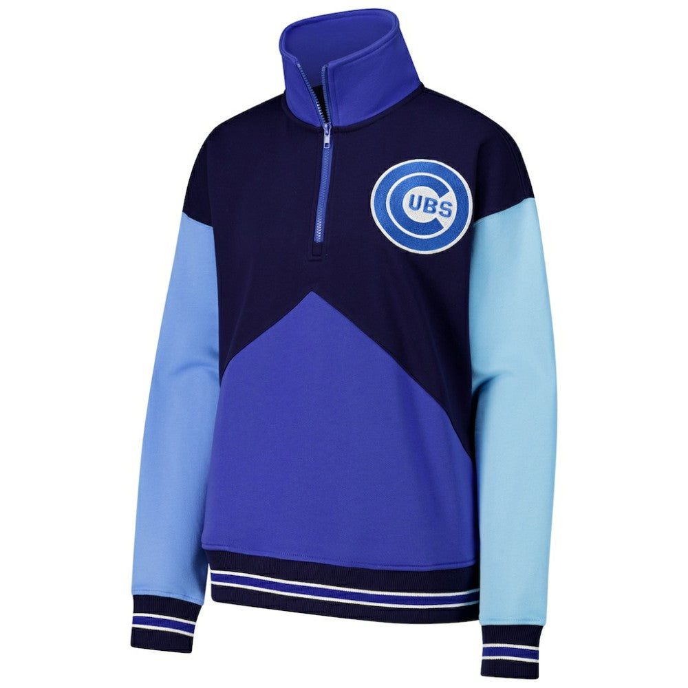 Chicago Cubs Terez Women's Classic Colorblock Quarter-Zip Sweatshirt Navy/Blue