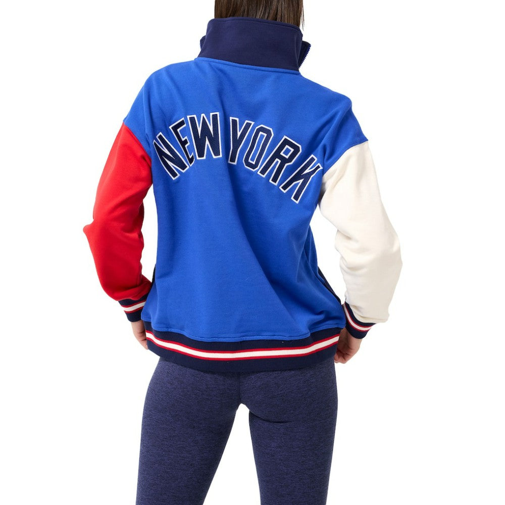 New York Yankees Terez Women's Classic Colorblock Quarter-Zip Sweatshirt Blue/Navy
