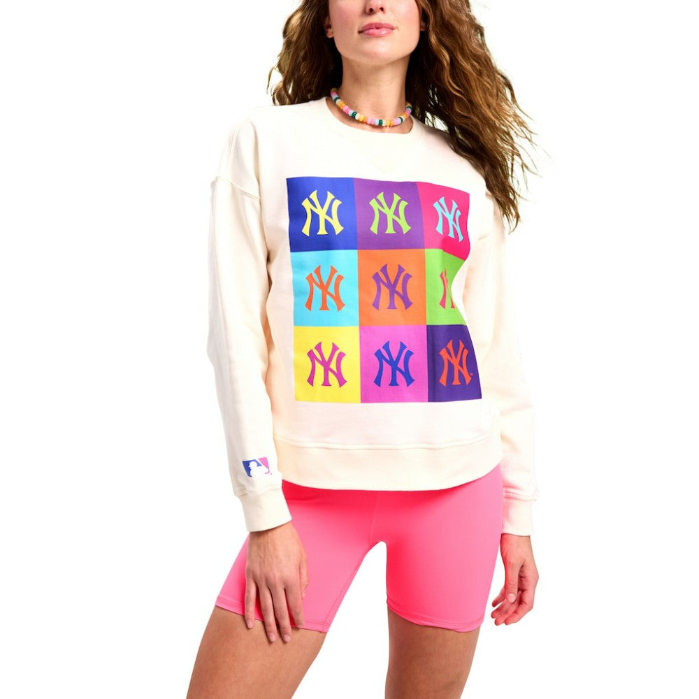 New York Yankees Terez Women's Classic Oversized Pullover Sweatshirt Cream