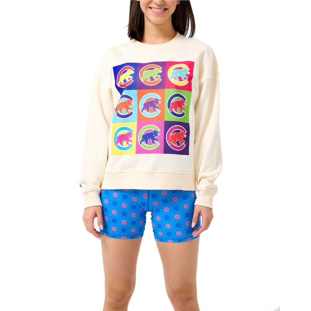 Chicago Cubs Terez Women's Classic Oversized Pullover Sweatshirt Cream