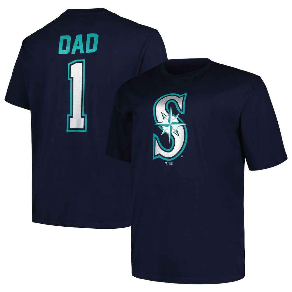 Seattle Mariners Profile Big & Tall #1 Dad T-Shirt Navy