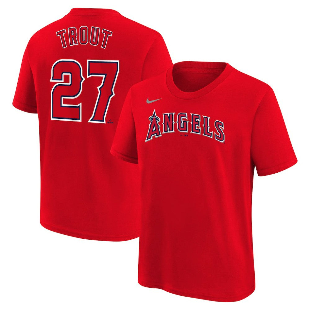 Mike Trout Los Angeles Angels Youth Name & Number T-Shirt Red | Nike
