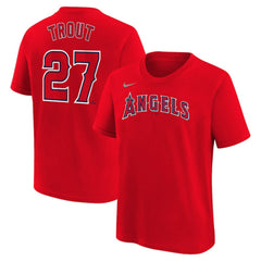 Mike Trout Los Angeles Angels Youth Name & Number T-Shirt Red | Nike