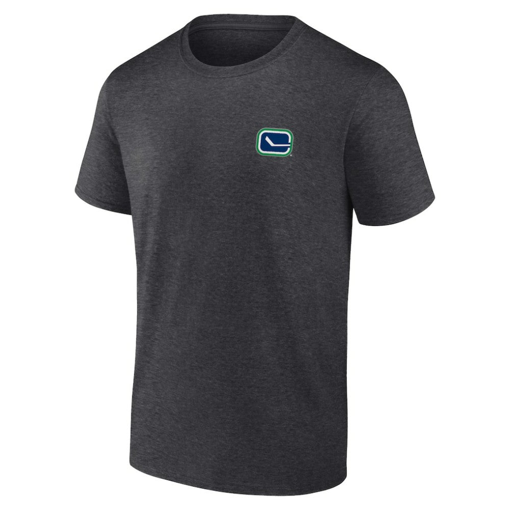 Vancouver Canucks Fanatics Backbone T-Shirt Heather Charcoal