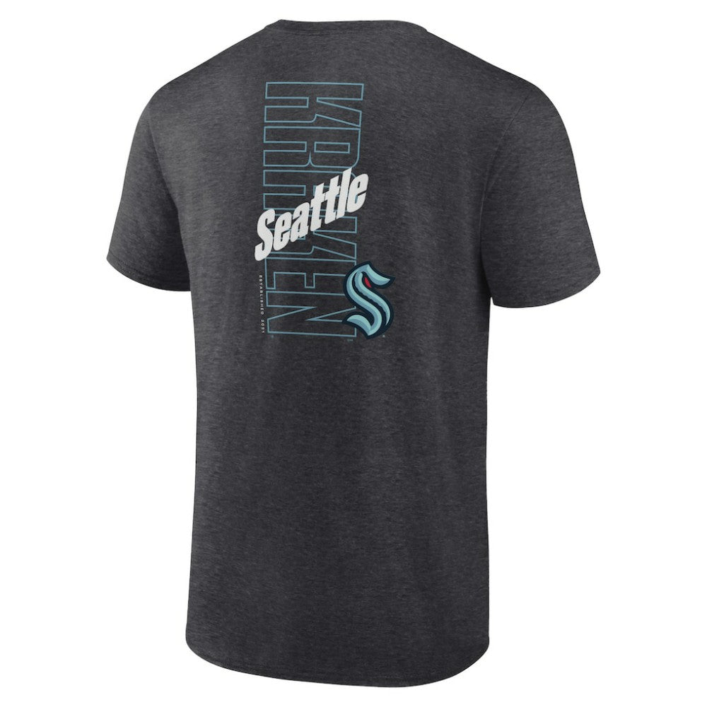 Seattle Kraken Fanatics Backbone T-Shirt Heather Charcoal