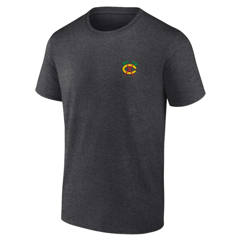 Chicago Blackhawks Fanatics Backbone T-Shirt Heather Charcoal